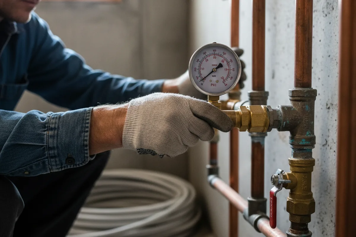 Pressure testing a repaired line during Water Line Repair in Grove City